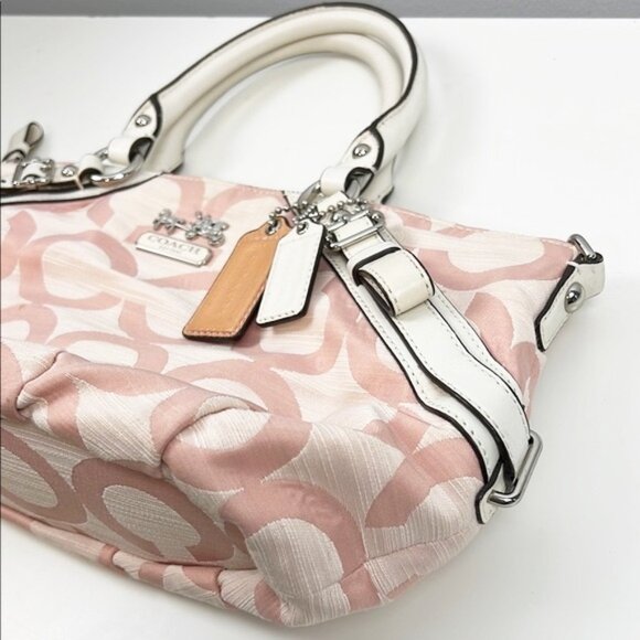 Coach Baby Pink Madison Monogram Signature Logo Canvas Satchel Bag 17000 - Picture 5 of 16
